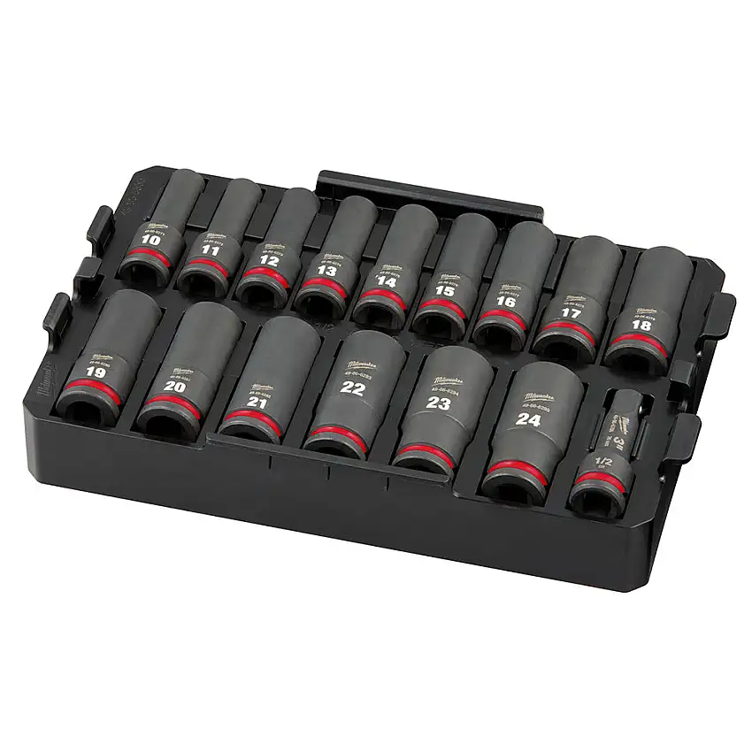 Milwaukee 49-66-6818 Shockwave Impact Duty Socket 1/2" Dr 16PC MM Tray