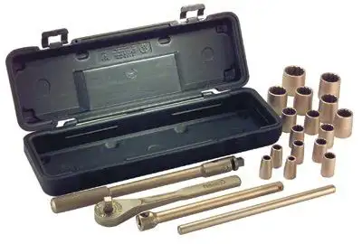 Ampco Safety Tools W-260 21 Piece Socket Sets, 1/2 in, 6 Point