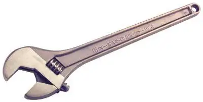 Ampco Safety Tools W-71 Adjustable End Wrenches, 8 in Long, 1 1/8 in Opening, Corrosion Resistant