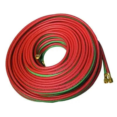 Grade T Twin-Line Welding Hose, 1/4 in, 100 ft, BB Fittings, Fuel Gase