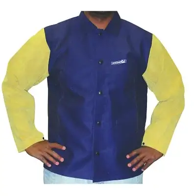 Leather/FR Sateen Combo Jacket, 2X-Large, Blue/Tan