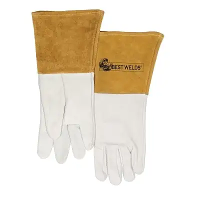 120-TIG Capeskin Welding Gloves, Medium, White/Tan, 4 in Gauntlet, Unl