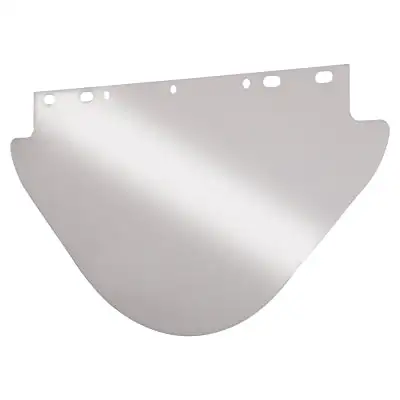 Visor, Clear, Unbound, 19 in L x 9-3/4 in, for Fibre-Metal� Head Gear/Cap Adaptors