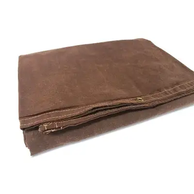 Protective Tarp, 6 ft W x 8 ft L, Mildew/Water Resistant, Canvas, Brown