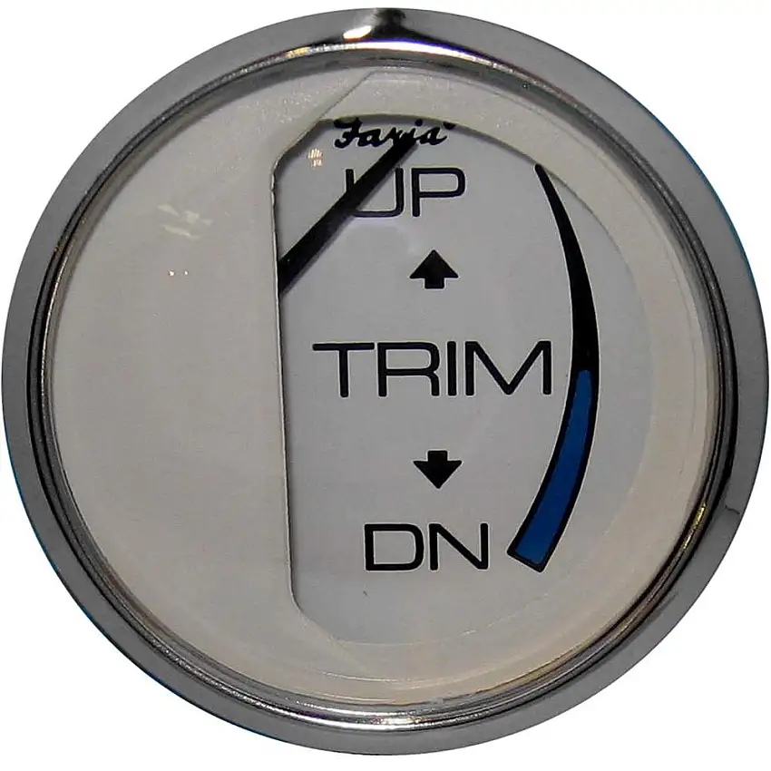 Faria Chesapeake White SS 2in Trim Gauge J/E/Suzuki Outboard (13809)