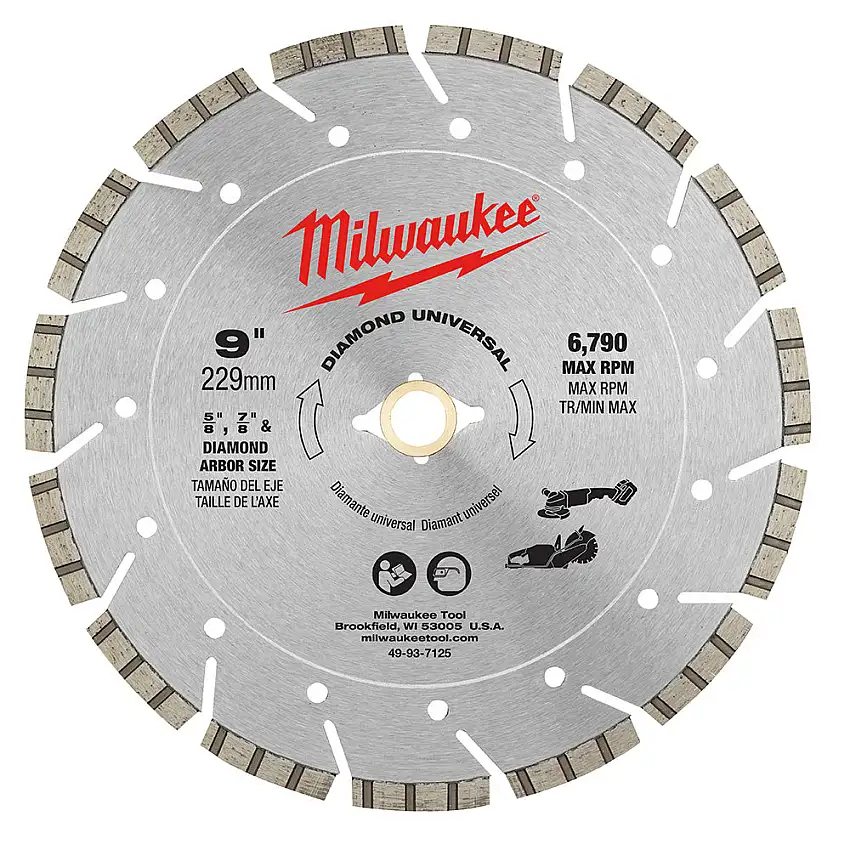 Milwaukee 49-93-7125 9 in. Diamond Universal Segmented Blade