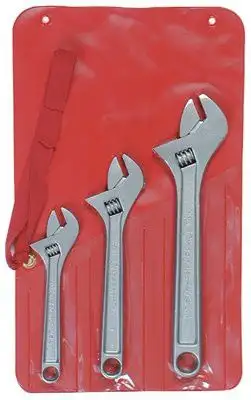 Crescent AC3 Three-Piece Adjustable Wrench Set, 6 in, 8 in, 10 in Lengths, Chrome