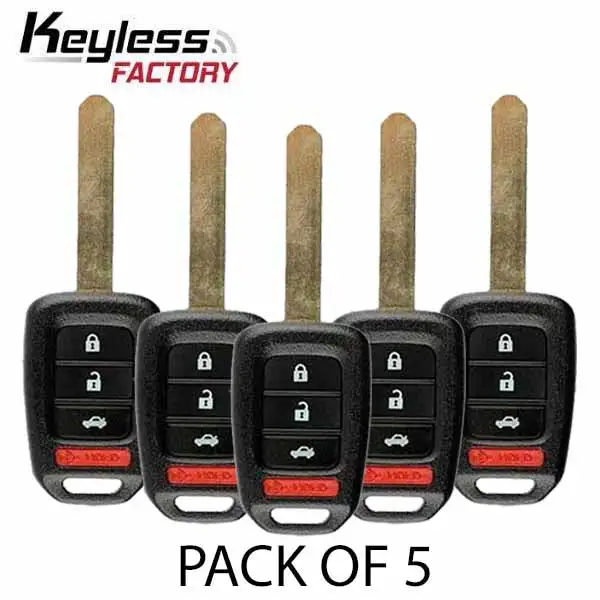 5 x 2013-2015 Honda Accord / Civic / 4-Button Remote Head Key / MLBHLIK6-1T (G-Chip) (AFTERMARKET) (PACK OF 5)