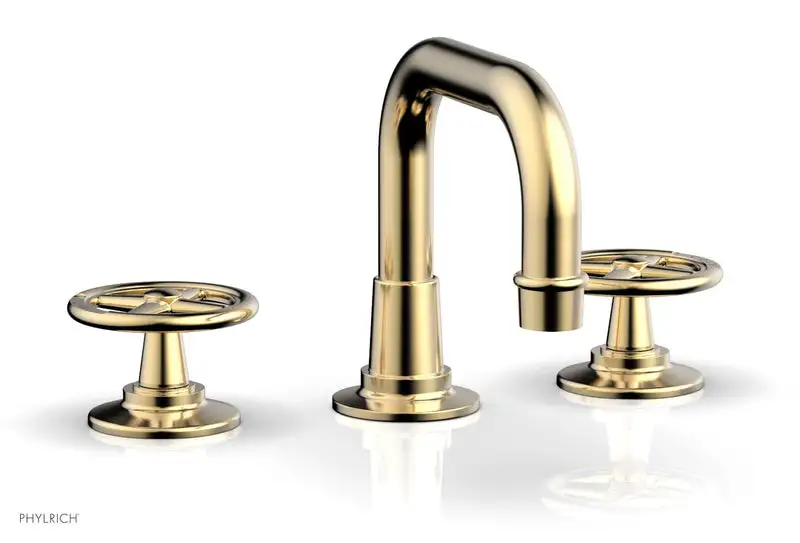 Phylrich WORKS Widespread Faucet - Low Spout Wheel Cross Handles