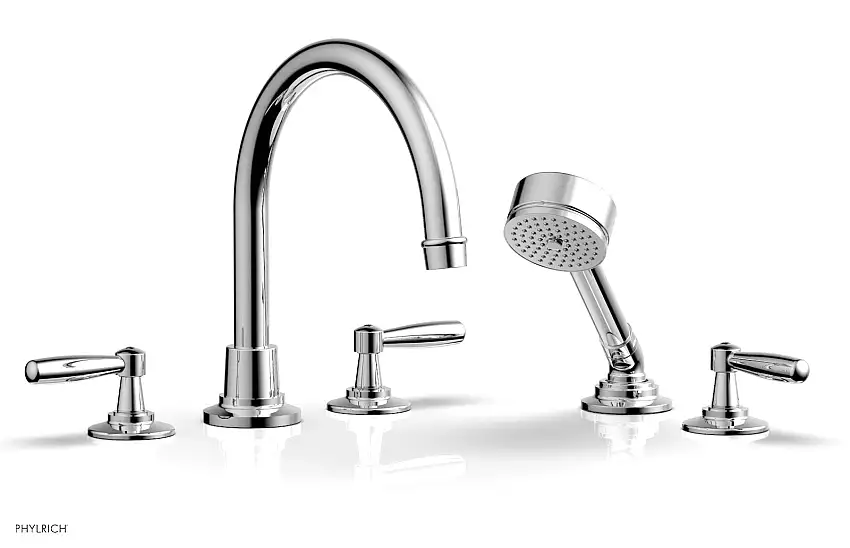 Phylrich WORKS Deck Tub Set with Hand Shower High Spout Lever Handles
