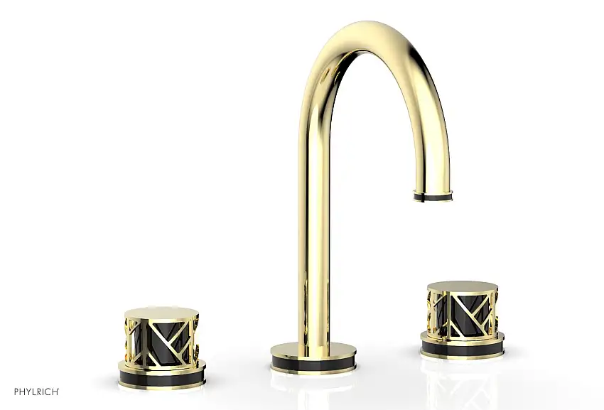 Phylrich JOLIE Widespread Faucet - Round Handles with "Black" Accents 222-01