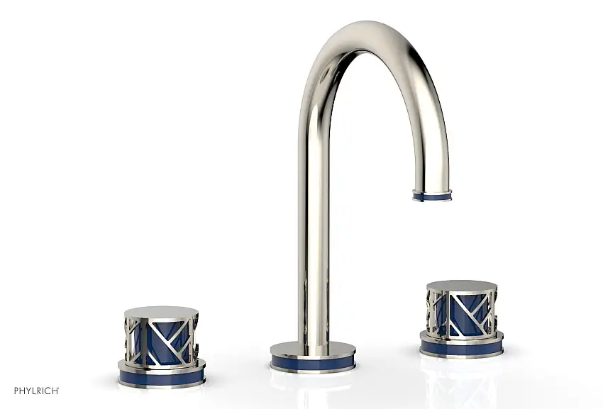 Phylrich JOLIE Widespread Faucet - Round Handles with "Navy Blue" Accents 222-01