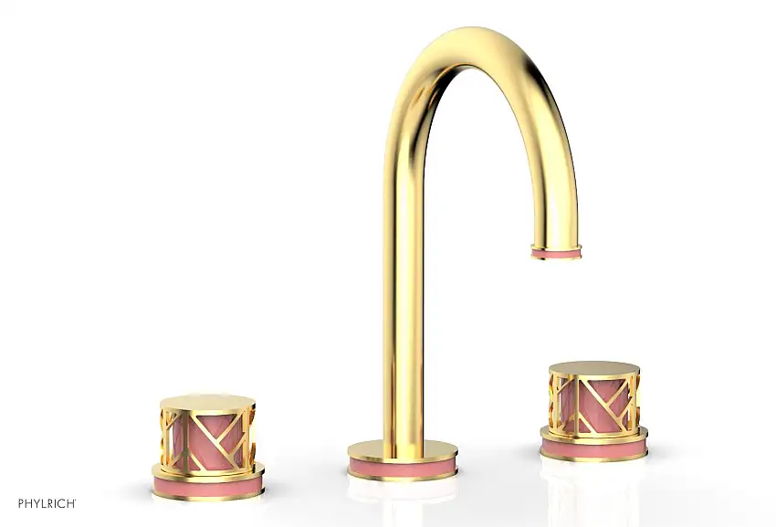 Phylrich JOLIE Widespread Faucet - Round Handles with "Pink" Accents 222-01