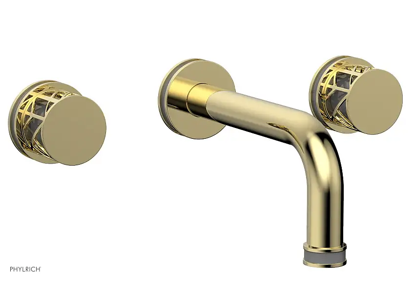 Phylrich JOLIE Wall Lavatory Set - Round Handles with "Grey" Accents 222-11