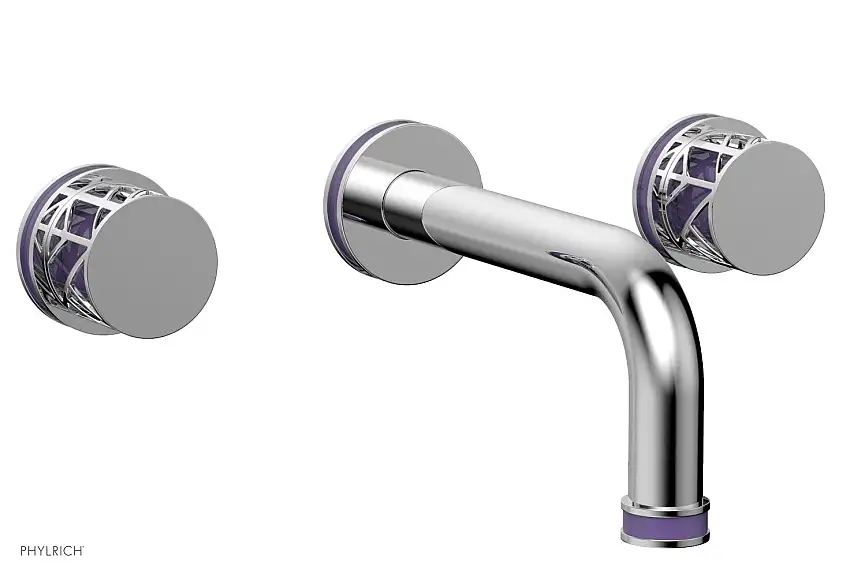 Phylrich JOLIE Wall Tub Set - Round Handles with "Purple" Accents 222-56