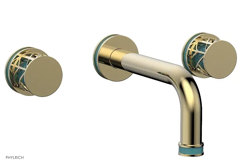 Phylrich JOLIE Wall Tub Set - Round Handles with "Turquoise" Accents 222-56