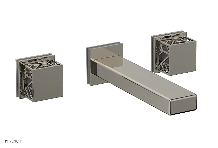Phylrich JOLIE Wall Lavatory Set - Square Handles with "Grey" Accents 222-12