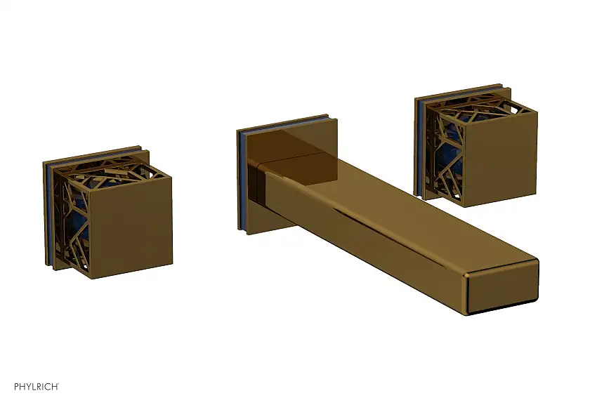 Phylrich JOLIE Wall Lavatory Set - Square Handles with "Navy blue" Accents 222-12