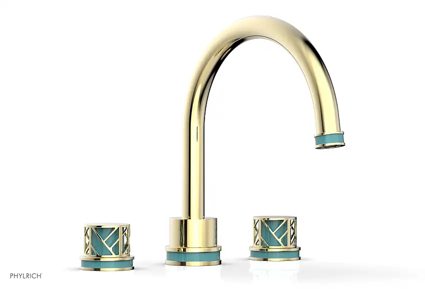Phylrich JOLIE Deck Tub Set - Round Handles with "Turquoise" Accents 222-40