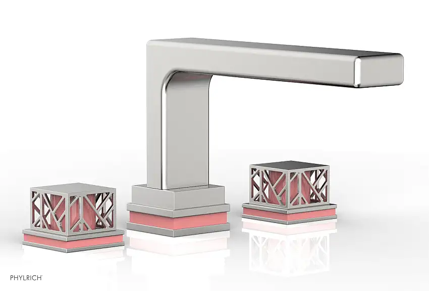 Phylrich JOLIE Deck Tub Set - Square Handles with "Pink" Accents 222-41