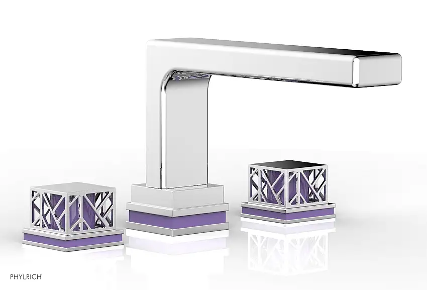 Phylrich JOLIE Deck Tub Set - Square Handles with "Purple" Accents 222-41