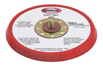 Sioux Tools 593J Orbital Sander Backing Pad | 5" Pad Diameter | Hook and Loop Backing | Non-Vacuum