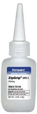 Permatex 70144 ZipGrip GPE 3 Cyanoacrylate Adhesives, 5 oz Bottle, Cle