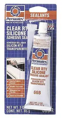 Permatex 80050 Clear RTV Silicone Adhesive Sealants, 3 oz Tube, Clear