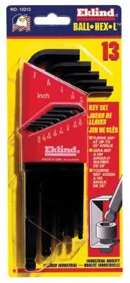 Eklind Tool 13213 Ball-Hex-L Key Set, 13 Piece, Long Series, Inch, Black Oxide