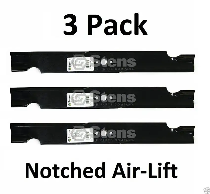 3 Pack Stens 310-078 Notched Air-Lift Blade for Husqvarna 539101733 Kees 101733