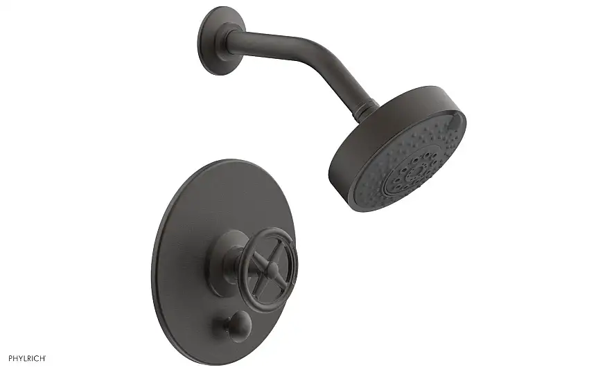 Phylrich WORKS Pressure Balance Shower and Diverter Set (Less Spout) Cross Handle