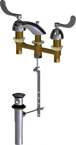 Chicago Faucets 404-317POABCP Deck-Mounted Manual Sink Faucet with 8" Centers 2.2 GPM