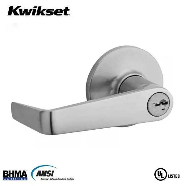 Kwikset - 438CNL - Carson Commercial Lever Set - Round Rose - 26D - Satin Chrome - Entrance - SmartKey Technology - Grade 3