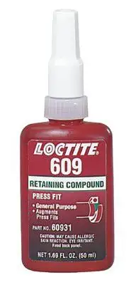 Loctite 60931 609 Retaining Compound, General Purpose, 50 mL Bottle, G