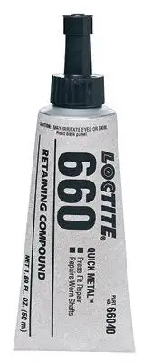Loctite 66040 660 Quick Metal Retaining Compound, 50 mL Tube, Silver,