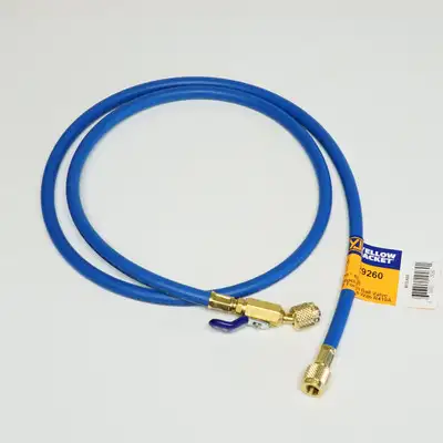 Yellow Jacket 29260 PLUS II 1/4" HVAC Blue Charging Hose 60" with Compact Ball Valve End