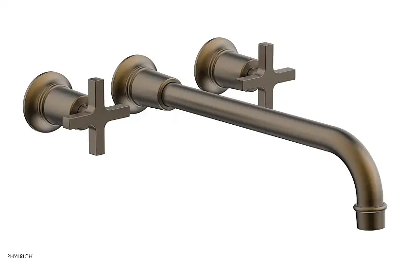 Phylrich HEX MODERN Wall Lavatory Set 12" Spout Cross Handles