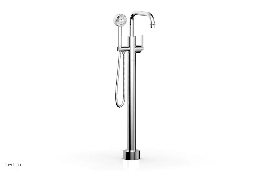 Phylrich HEX MODERN Floor Mount Tub Filler Lever Handle with Hand Shower