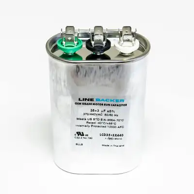 Supco Capacitor Oval Dual Run 35 + 3 uf 370/440 Volts for HVAC Motors Compressors LCD35+3X440 Linebacker