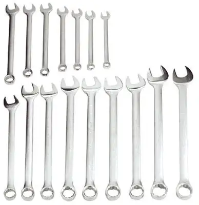 Proto 1200F-HD Torqueplus 12-Point Combination Wrench Sets, 16 Piece, Inch, Flat Handle, Satin