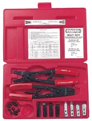 Proto 361 Retaining Ring Plier Set, 18 Piece , 0.108 in to 0.120 in Tip Size