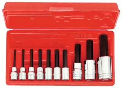 Proto 4900MA 10 Piece Hex Bit Socket Sets, 3/8 in-1/2 in, Metric, w/Box