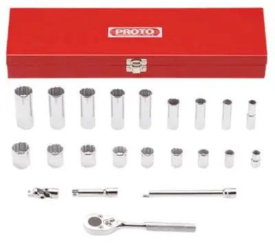 Proto 52136 Torqueplus 12-Point 3/8 in Drive Tool Socket Sets, 22 Piece