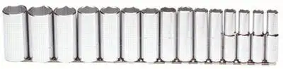 Proto 54103 Torqueplus 15 Pc Deep Socket Sets, 1/2 in, 6 Point