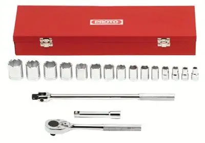 Proto 54122 Torqueplus 18 Piece Socket Sets, 1/2 in, 6 Point