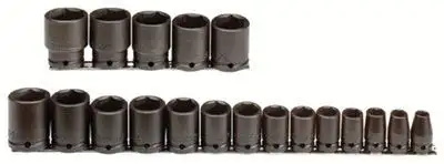 Proto 74106 Torqueplus 19 Piece Impact Socket Sets, 1/2 in, 6 Point