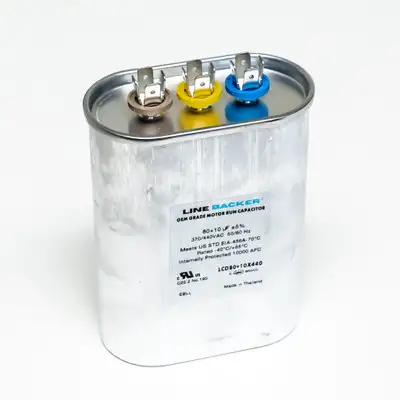 Supco Capacitor Oval Dual Run 80 + 10 uf 370/440 Volts for HVAC Motors Compressors LCD80+10X440 Linebacker