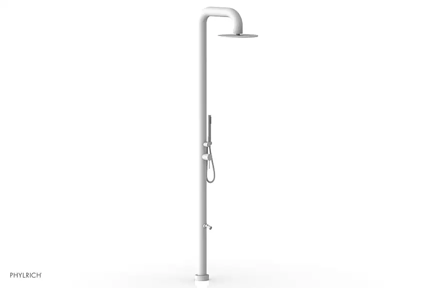 Phylrich OUTDOOR SHOWER Pressure Balance Shower with 12" Rain Head Hand Shower and Foot Wash