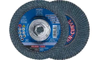 Pferd 67216 Polifan Flap Disc | 5/8-11" Arbor Hole | 5" Diameter | Zirconia Alumina 40 Grit | Radial Type | Sold by Box of 10