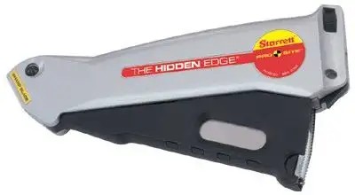 L.S. Starrett 67584 Hidden Edge Utility Knives, 6 1/2 in, Utility Steel Blade, Aluminum, Silver